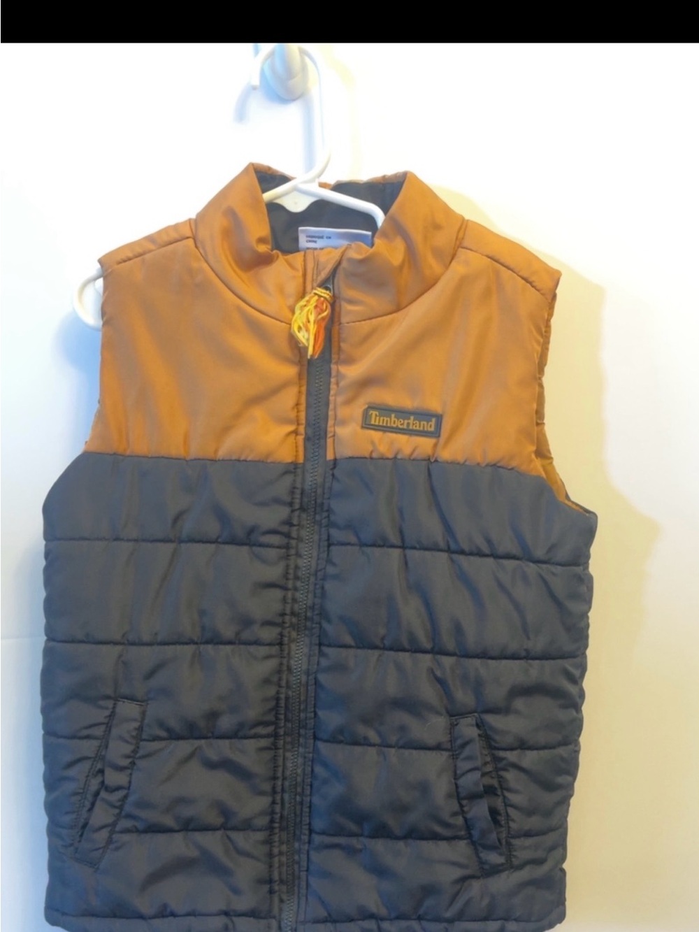 Timberland Black & Tan Two-Tone Puffer Vest